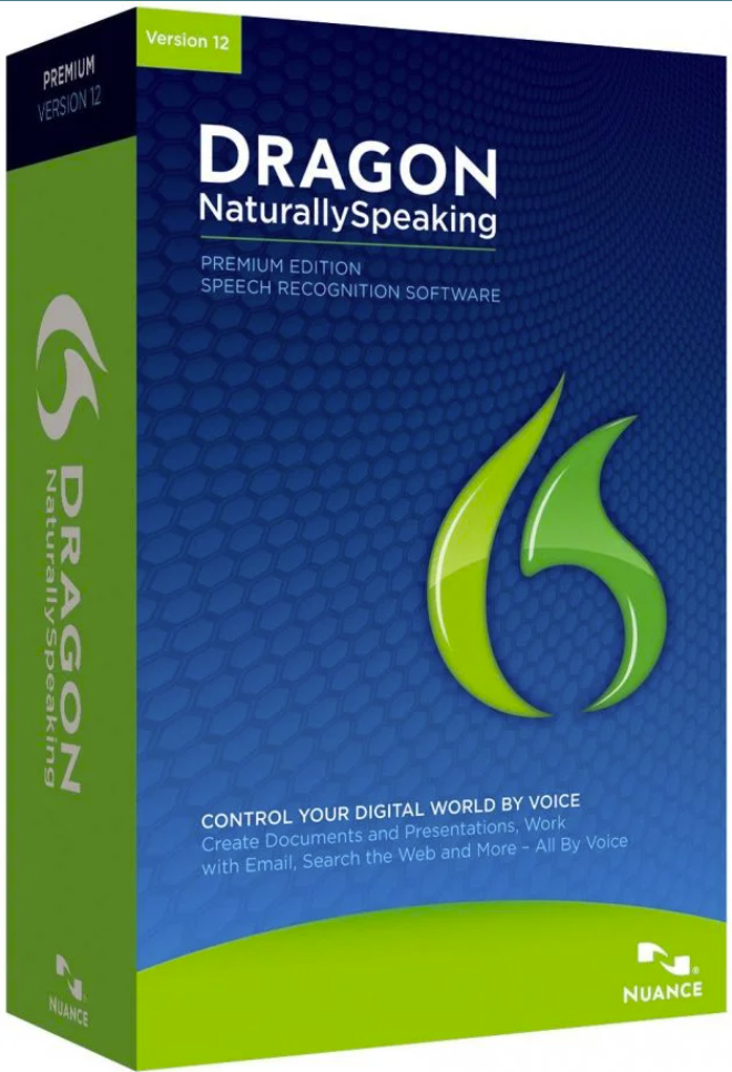 Photo of Dragon Naturally Speaking product box.